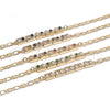 Oro Laminado Fancy Bracelet, Gold Filled Style Baguette Design, with Green and White Cubic Zirconia, Polished, Golden Finish, 03.63.1995.3.08 (04 MM Thickness, 8 Inches Length)
