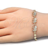Oro Laminado Fancy Bracelet, Gold Filled Style Elephant Design, with White Cubic Zirconia, Polished, Golden Finish, 03.63.1990.08 (04 MM Thickness, 8 Inches Length)