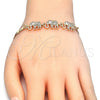 Oro Laminado Fancy Bracelet, Gold Filled Style Elephant Design, with White Cubic Zirconia, Polished, Golden Finish, 03.63.1990.08 (04 MM Thickness, 8 Inches Length)