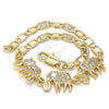 Oro Laminado Fancy Bracelet, Gold Filled Style Elephant Design, with White Cubic Zirconia, Polished, Golden Finish, 03.63.1990.08 (04 MM Thickness, 8 Inches Length)