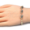 Oro Laminado Fancy Bracelet, Gold Filled Style Elephant Design, with Black and White Cubic Zirconia, Polished, Golden Finish, 03.63.1990.2.08 (04 MM Thickness, 8 Inches Length)