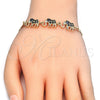 Oro Laminado Fancy Bracelet, Gold Filled Style Elephant Design, with Black and White Cubic Zirconia, Polished, Golden Finish, 03.63.1990.2.08 (04 MM Thickness, 8 Inches Length)