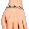 Oro Laminado Fancy Bracelet, Gold Filled Style Elephant Design, with Black and White Cubic Zirconia, Polished, Golden Finish, 03.63.1990.2.08 (04 MM Thickness, 8 Inches Length)