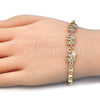 Oro Laminado Fancy Bracelet, Gold Filled Style Elephant Design, with Multicolor Cubic Zirconia, Polished, Golden Finish, 03.63.1990.3.08 (04 MM Thickness, 8 Inches Length)
