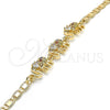 Oro Laminado Fancy Bracelet, Gold Filled Style Elephant Design, with Multicolor Cubic Zirconia, Polished, Golden Finish, 03.63.1990.3.08 (04 MM Thickness, 8 Inches Length)