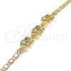 Oro Laminado Fancy Bracelet, Gold Filled Style Elephant Design, with Multicolor Cubic Zirconia, Polished, Golden Finish, 03.63.1990.3.08 (04 MM Thickness, 8 Inches Length)