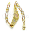 Oro Laminado Fancy Bracelet, Gold Filled Style Guadalupe and Flower Design, Polished, Tricolor, 03.253.0024.08 (05 MM Thickness, 8 Inches Length)