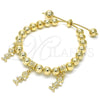 Oro Laminado Adjustable Bolo Bracelet, Gold Filled Style Little Boy Design, Polished, Golden Finish, 03.63.2006.08 (08 MM Thickness, 8 Inches Length)