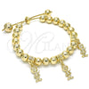 Oro Laminado Adjustable Bolo Bracelet, Gold Filled Style Little Boy Design, Polished, Golden Finish, 03.63.2006.08 (08 MM Thickness, 8 Inches Length)