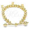 Oro Laminado Adjustable Bolo Bracelet, Gold Filled Style Little Boy Design, Polished, Golden Finish, 03.63.2006.08 (08 MM Thickness, 8 Inches Length)