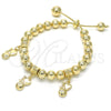 Oro Laminado Adjustable Bolo Bracelet, Gold Filled Style Heart Design, Polished, Golden Finish, 03.63.2012.08 (08 MM Thickness, 8 Inches Length)