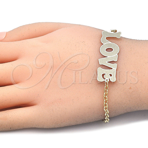 Gold Filled Bracelet — Fancy Bracelet Love Design Polished 03.63. 03 MM — alternate product view — SKU 124795 | Oro Laminado brazalete — elegante Bracelet Love diseño pulido 03.63. 03 MM — SKU 124795