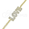 Oro Laminado Fancy Bracelet, Gold Filled Style Love Design, Polished, Golden Finish, 03.63.2018.08 (03 MM Thickness, 8 Inches Length)