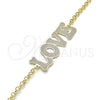 Oro Laminado Fancy Bracelet, Gold Filled Style Love Design, Polished, Golden Finish, 03.63.2018.08 (03 MM Thickness, 8 Inches Length)