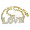 Oro Laminado Fancy Bracelet, Gold Filled Style Love Design, Polished, Golden Finish, 03.63.2018.08 (03 MM Thickness, 8 Inches Length)