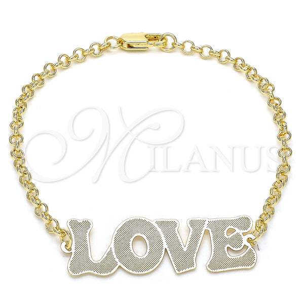 Gold Filled Bracelet — Fancy Bracelet Love Design Polished 03.63. 03 MM — main product view — SKU 124795 | Oro Laminado brazalete — elegante Bracelet Love diseño pulido 03.63. 03 MM — SKU 124795