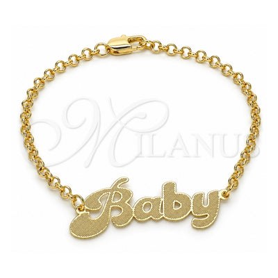 Oro Laminado Fancy Bracelet, Gold Filled Style Polished, Golden Finish, 03.63.2019.08 (03 MM Thickness, 8 Inches Length)