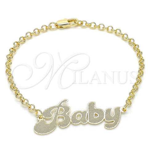 Oro Laminado Fancy Bracelet, Gold Filled Style Polished, Golden Finish, 03.63.2019.08 (03 MM Thickness, 8 Inches Length)