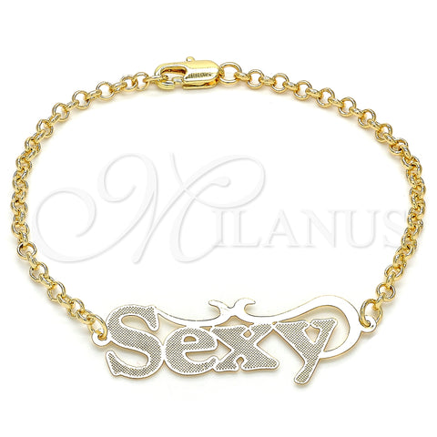 Oro Laminado Fancy Bracelet, Gold Filled Style Polished, Golden Finish, 03.63.2020.08 (03 MM Thickness, 8 Inches Length)