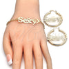 Oro Laminado Necklace, Bracelet and Earring, Gold Filled Style Polished, Golden Finish, 06.63.0252