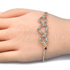 Oro Laminado Fancy Bracelet, Gold Filled Style Heart Design, with Multicolor Cubic Zirconia, Polished, Golden Finish, 03.221.0058.1.08 (01 MM Thickness, 8 Inches Length)