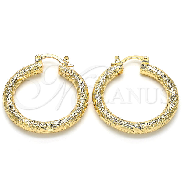 Gold Filled Hoop Earrings — Medium Hoop Matte 02. — main product view — SKU 124809 | Oro Laminado aretes de aro — Medium Hoop Matte 02. — SKU 124809