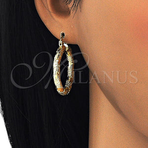 Gold Filled Hoop Earrings — Medium Hoop Diamond Cutting 02. — main product view — SKU 124811 | Oro Laminado aretes de aro — Medium Hoop Diamond Cutting 02. — SKU 124811