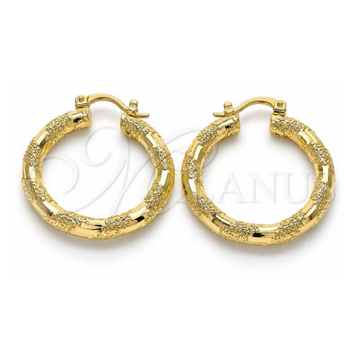 Oro Laminado Medium Hoop, Gold Filled Style Diamond Cutting Finish, Golden Finish, 02.170.0125.30
