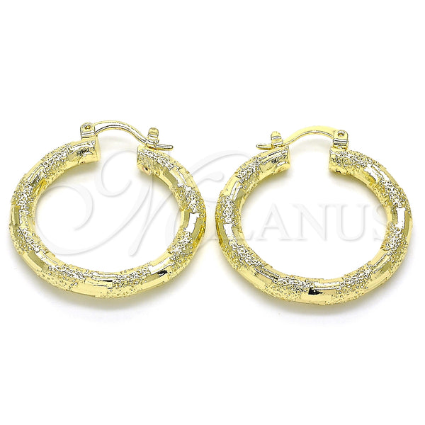 Oro Laminado Medium Hoop, Gold Filled Style Diamond Cutting Finish, Golden Finish, 02.170.0125.30