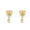 Oro Laminado Stud Earring, Gold Filled Style with White Cubic Zirconia, Polished, Golden Finish, 02.63.2659