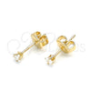 Oro Laminado Stud Earring, Gold Filled Style with White Cubic Zirconia, Polished, Golden Finish, 02.63.2659