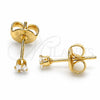 Oro Laminado Stud Earring, Gold Filled Style with White Cubic Zirconia, Polished, Golden Finish, 02.63.2659