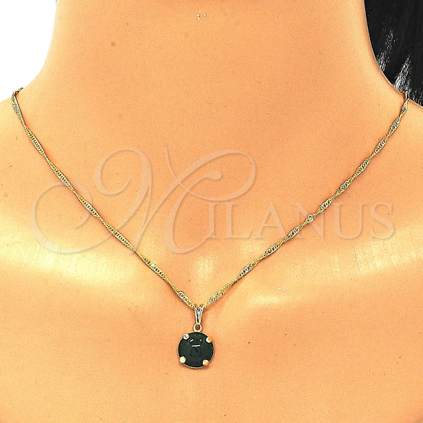 Gold Filled Ring — Earring and Pendant Adult Set with Emerald Cubic — alternate product view — SKU 124813 | Oro Laminado anillo — Earring and Pendant Adult Set with Emerald Cubic — SKU 124813