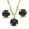 Oro Laminado Earring and Pendant Adult Set, Gold Filled Style with Emerald Cubic Zirconia, Polished, Golden Finish, 10.09.0038.1.18