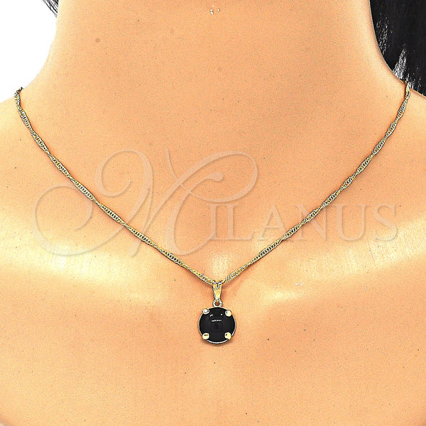 Gold Filled Ring — Earring and Pendant Adult Set with Black Cubic — alternate product view — SKU 124814 | Oro Laminado anillo — Earring and Pendant Adult Set with negro Cubic — SKU 124814