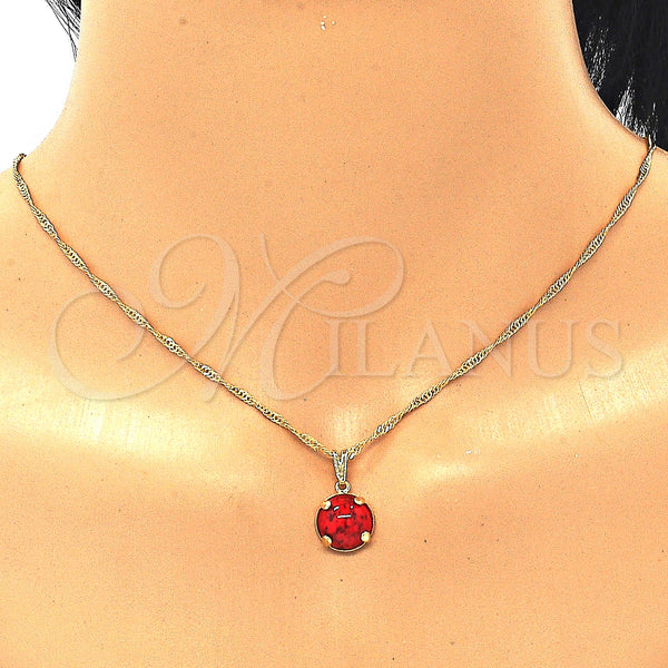 Gold Filled Ring — Earring and Pendant Adult Set with Ruby Cubic — alternate product view — SKU 124815 | Oro Laminado anillo — Earring and Pendant Adult Set with Ruby Cubic — SKU 124815