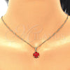 Oro Laminado Earring and Pendant Adult Set, Gold Filled Style with Ruby Cubic Zirconia, Polished, Golden Finish, 10.09.0038.3.18