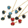 Oro Laminado Earring and Pendant Adult Set, Gold Filled Style with Ruby Cubic Zirconia, Polished, Golden Finish, 10.09.0038.3.18