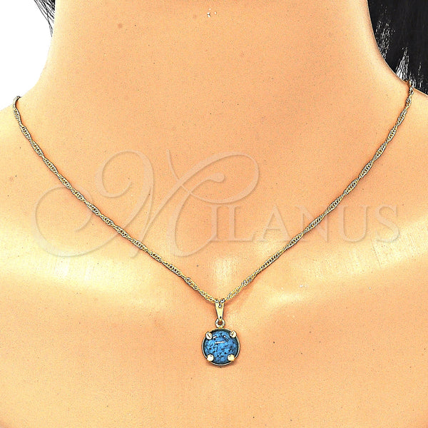 Gold Filled Ring — Earring and Pendant Adult Set with Turquoise Cubic — alternate product view — SKU 124816 | Oro Laminado anillo — Earring and Pendant Adult Set with Turquoise Cubic — SKU 124816