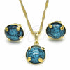 Oro Laminado Earring and Pendant Adult Set, Gold Filled Style with Turquoise Cubic Zirconia, Polished, Golden Finish, 10.09.0038.4.18