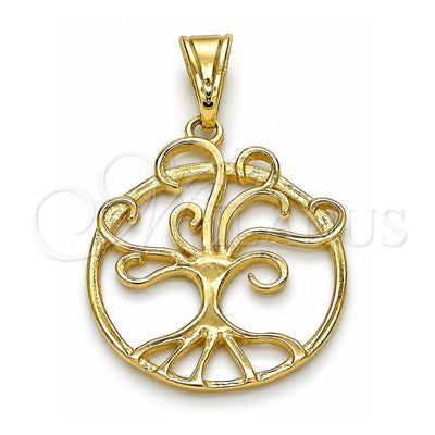 Oro Laminado Fancy Pendant, Gold Filled Style Tree and Filigree Design, Polished, Golden Finish, 05.09.0063