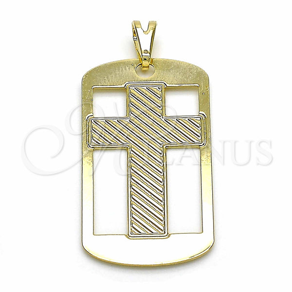 Oro Laminado Religious Pendant, Gold Filled Style Cross Design, Polished, Golden Finish, 05.09.0065