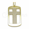 Oro Laminado Religious Pendant, Gold Filled Style Cross Design, Polished, Golden Finish, 05.09.0065