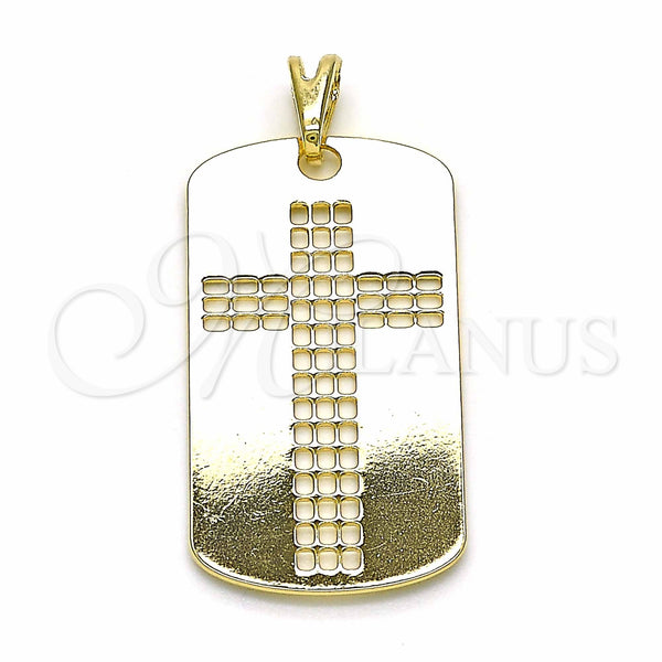 Oro Laminado Religious Pendant, Gold Filled Style Cross Design, Polished, Golden Finish, 05.09.0066