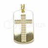 Oro Laminado Religious Pendant, Gold Filled Style Cross Design, Polished, Golden Finish, 05.09.0066