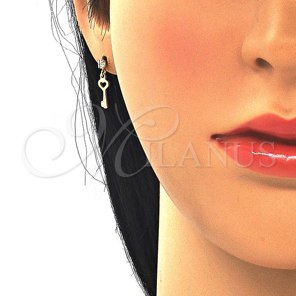 Gold Filled Ring — Stud Earring key Design with White Cubic Zirconia — alternate product view — SKU 124832 | Oro Laminado anillo — Stud Earring key diseño with blanco Cubic Zirconia — SKU 124832