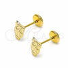 Oro Laminado Stud Earring, Gold Filled Style Owl Design, Polished, Golden Finish, 02.09.0166