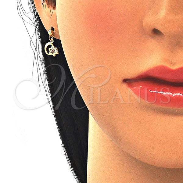 Gold Filled Ring — Stud Earring Moon and Star Design with White — alternate product view — SKU 124835 | Oro Laminado anillo — Stud Earring Moon and estrella diseño with blanco — SKU 124835