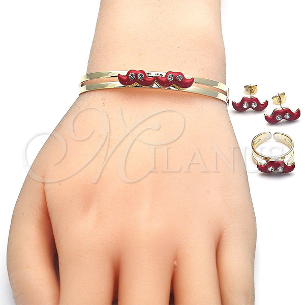 Gold Filled Ring — Earring and Pendant Children Set Moustache Design with — alternate product view — SKU 124854 | Oro Laminado anillo — Earring and Pendant Children Set Moustache diseño with — SKU 124854