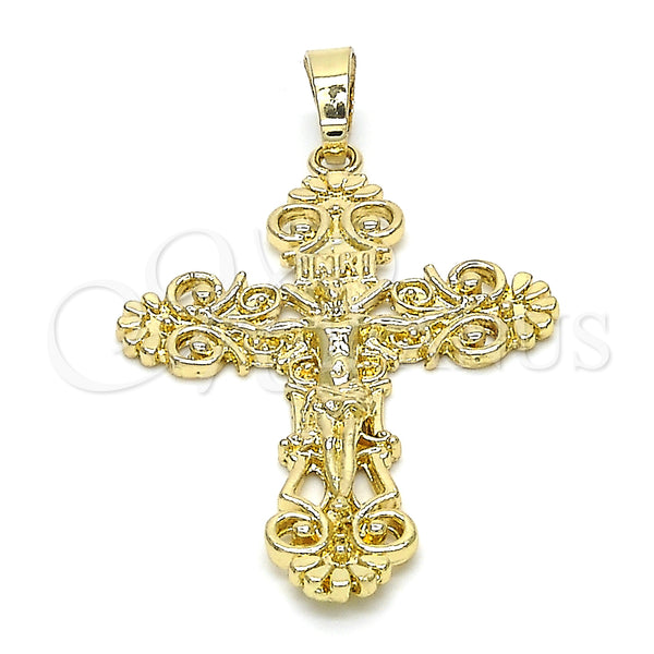 Gold Filled Pendant — Religious Pendant Crucifix Design Polished 05. — main product view — SKU 124855 | Oro Laminado dije — Religious Pendant Crucifix diseño pulido 05. — SKU 124855